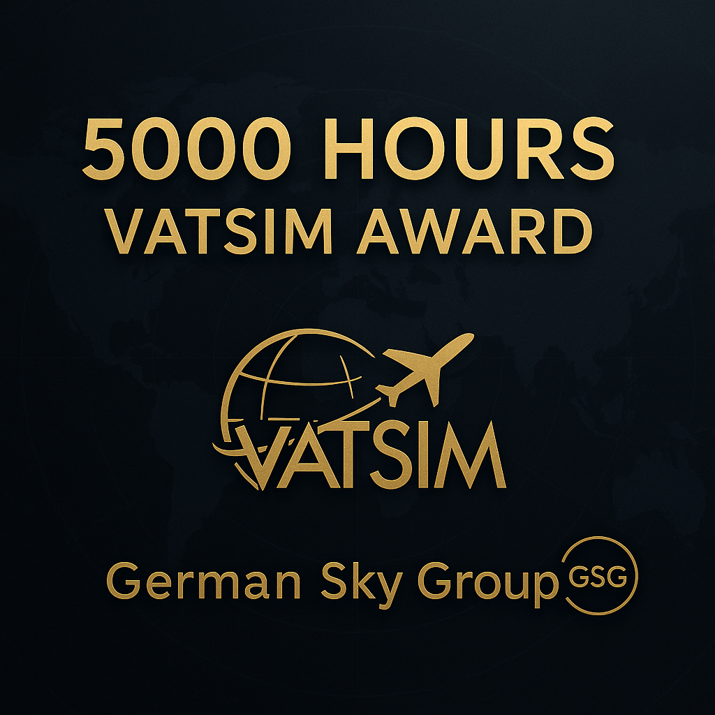 Verliehen an Piloten, die über 5000 Stunden Flugzeit auf dem VATSIM-Netzwerk gesammelt haben.
Dieser Award würdigt Engagement, Ausdauer und kontinuierliche Aktivität im Online-Flugbetrieb unter realistischen ATC-Bedingungen.